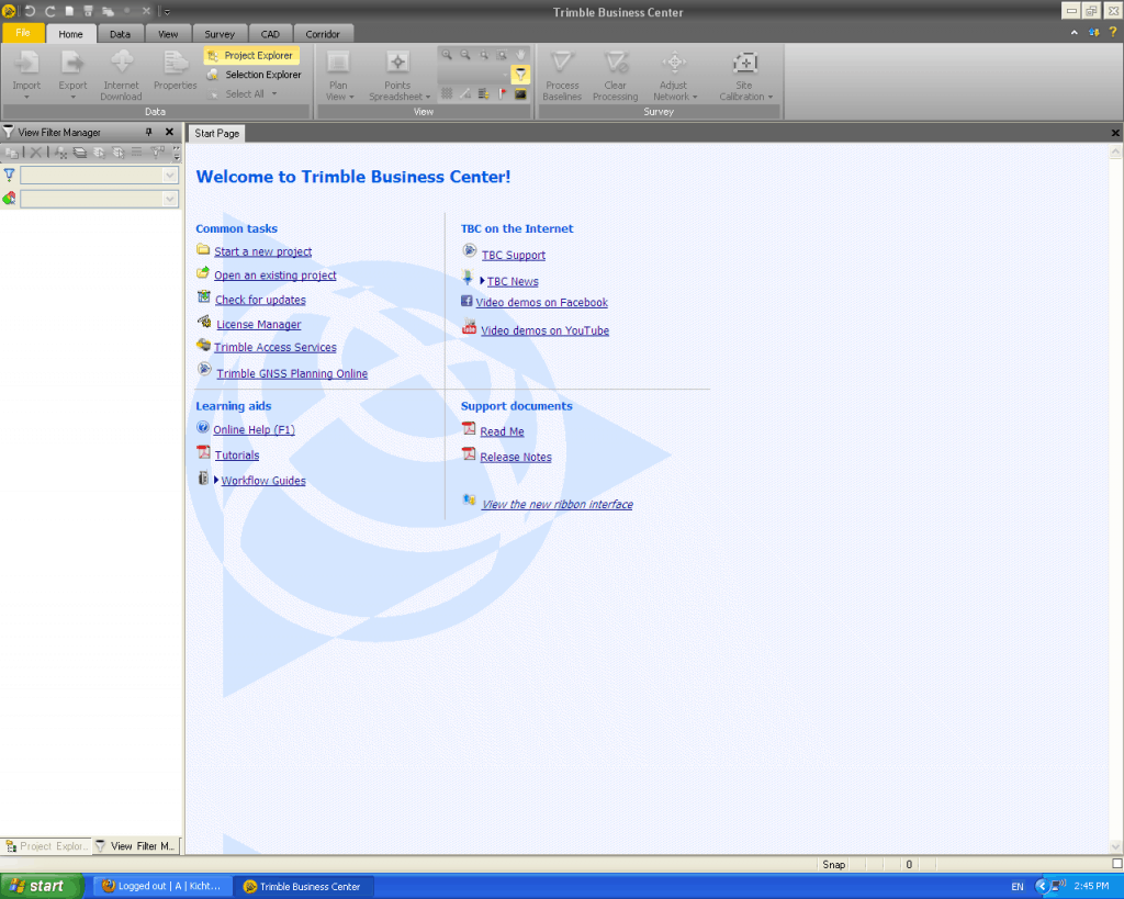 Trimble Business Center ribbon interface